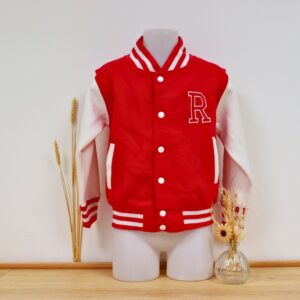 veste teddy brodée rouge