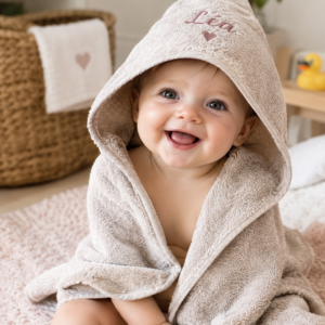 Sortie de bain bébé brodée avec prénom