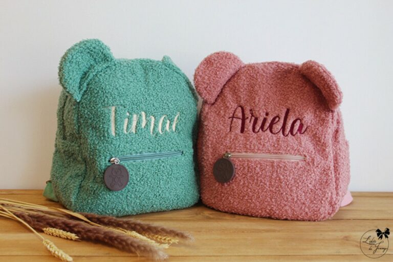 Petit sac à dos enfant ourson brodé avec prénom