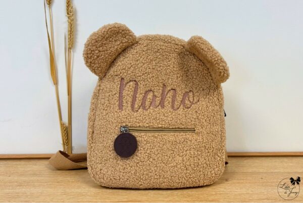 Petit sac à dos enfant ourson brodé avec prénom