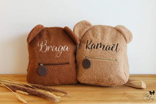 Petit sac à dos enfant ourson brodé avec prénom