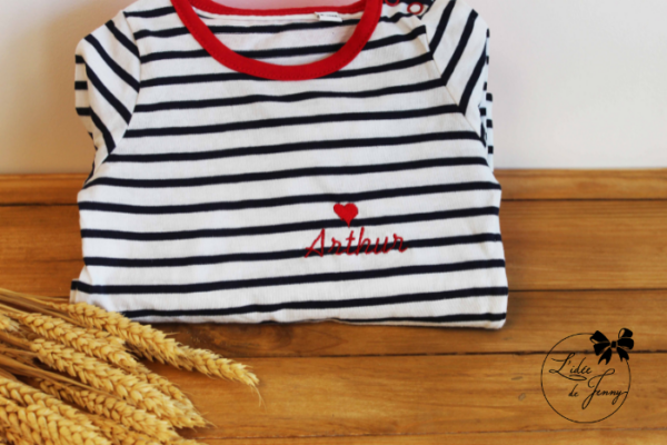 Pyjama marinière rayé bleu et blanc personnalisé pour bébé