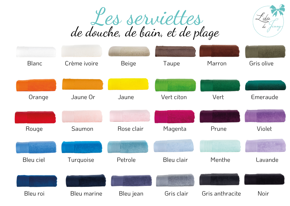 nuancier de couleur serviette brodé