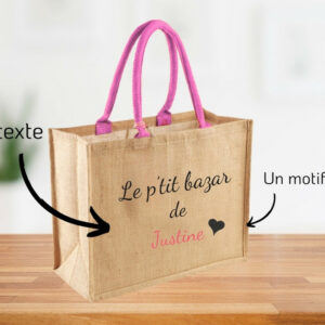 Cabas en toile de jute personnalisé, brodé en France, durable et unique.