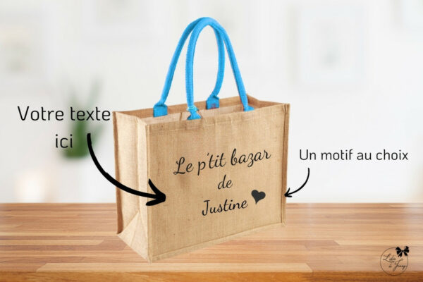 Cabas en toile de jute personnalisé, brodé en France, durable et unique.