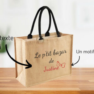 Cabas en toile de jute personnalisé, brodé en France, durable et unique.