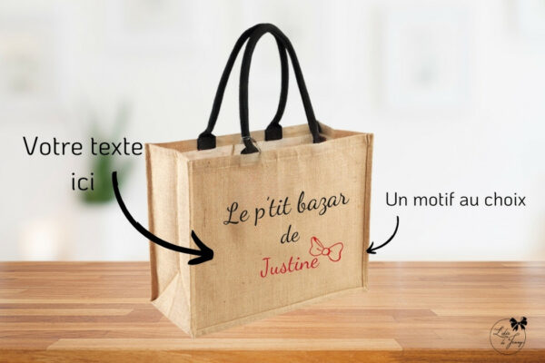 Cabas en toile de jute personnalisé, brodé en France, durable et unique.