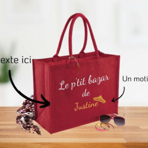 Cabas en toile de jute personnalisé, brodé en France, durable et unique.