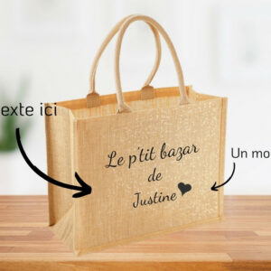 Cabas en toile de jute personnalisé, brodé en France, durable et unique.