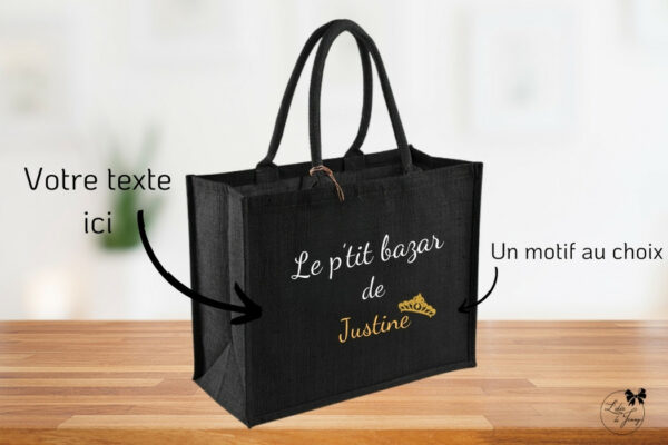 Cabas en toile de jute personnalisé, brodé en France, durable et unique.