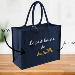 Cabas en toile de jute personnalisé, brodé en France, durable et unique.