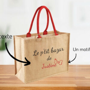 Cabas en toile de jute personnalisé, brodé en France, durable et unique.