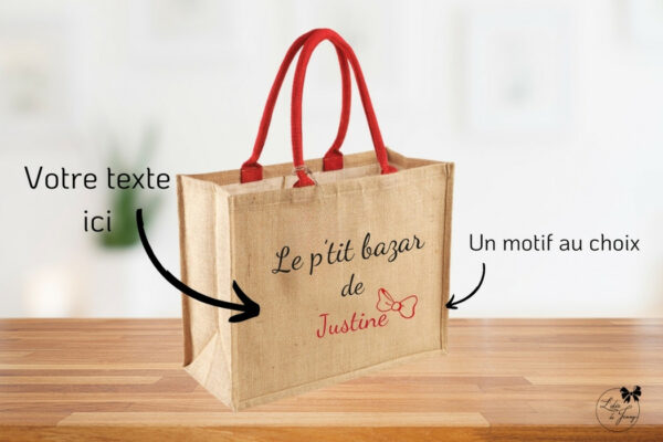 Cabas en toile de jute personnalisé, brodé en France, durable et unique.