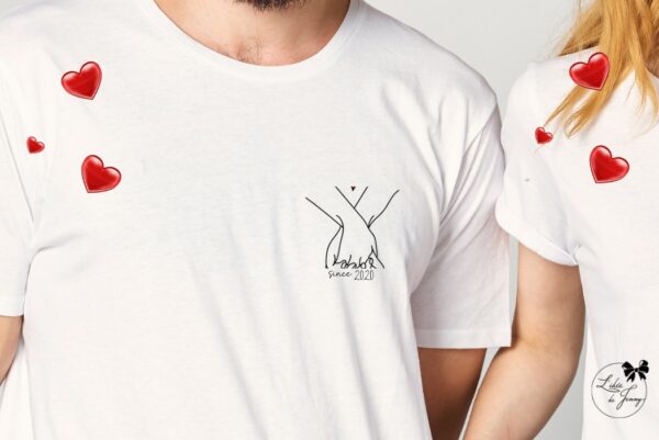 T-shirt personnalisé avec une date pour couple, idéal Saint-Valentin.