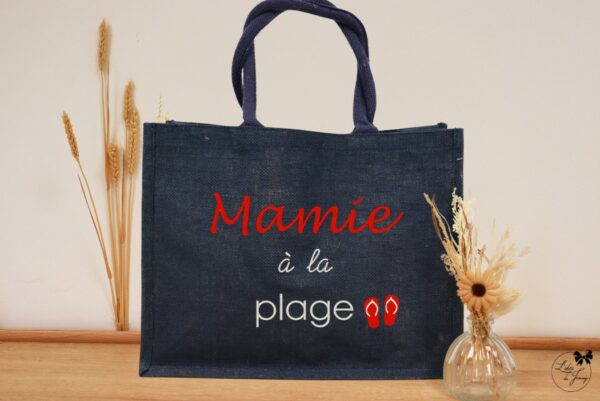 Sac cabas personnalisé pour Mamie en toile de jute, cadeau original