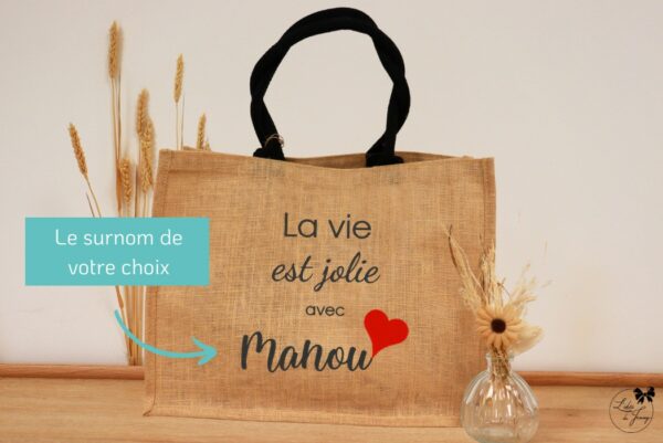 Grand sac pour Mamie en toile de jute