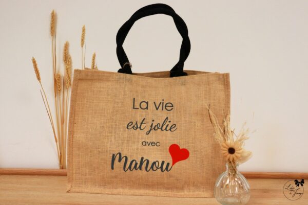 Grand sac pour Mamie en toile de jute