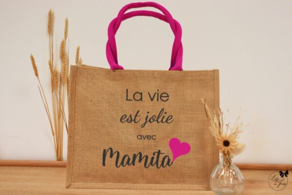 Grand sac pour Mamie en toile de jute