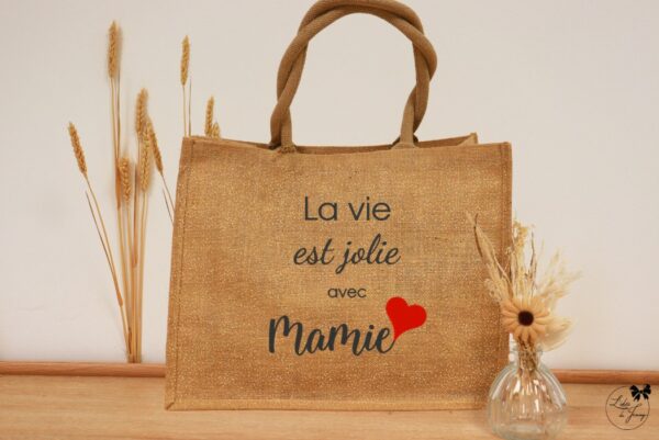 Grand sac pour Mamie en toile de jute