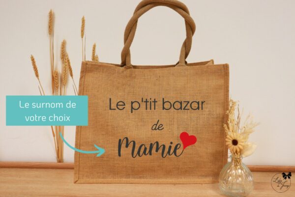 Sac cabas Mamie en toile de jute