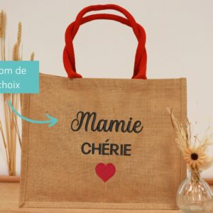 Sac personnalisé pour Mamie en toile de jute, cadeau original