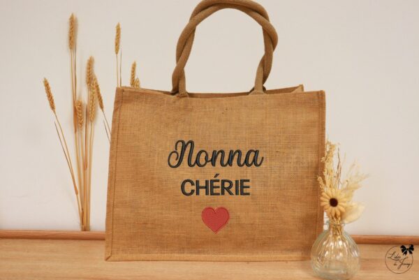 Sac personnalisé pour Mamie en toile de jute, cadeau original