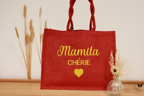 Sac personnalisé pour Mamie en toile de jute, cadeau original