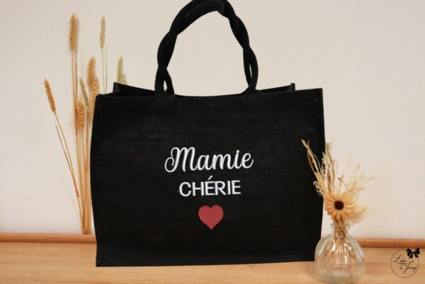 Sac personnalisé pour Mamie en toile de jute, cadeau original