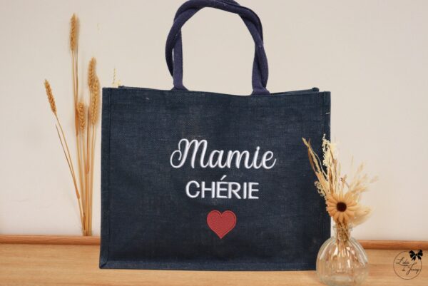 Sac personnalisé pour Mamie en toile de jute, cadeau original