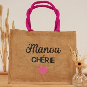 Sac personnalisé pour Mamie en toile de jute, cadeau original