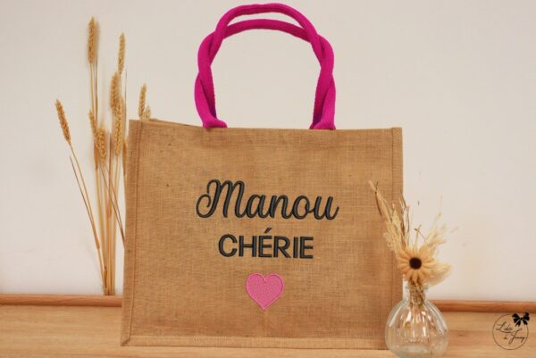 Sac personnalisé pour Mamie en toile de jute, cadeau original