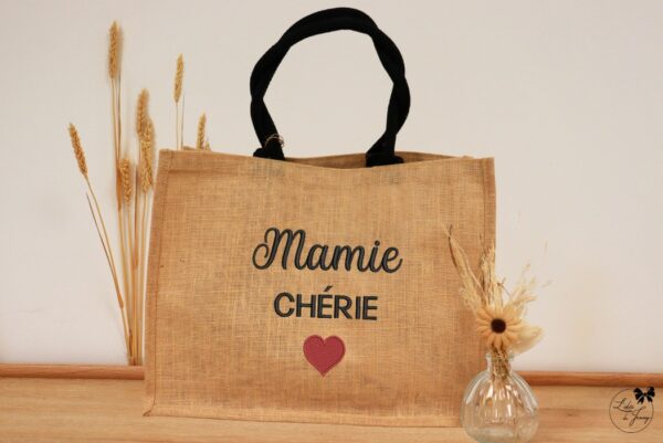 Sac personnalisé pour Mamie en toile de jute, cadeau original