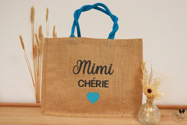 Sac personnalisé pour Mamie en toile de jute, cadeau original