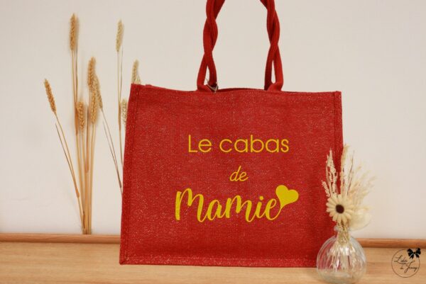 sac pour Mamie en toile de jute