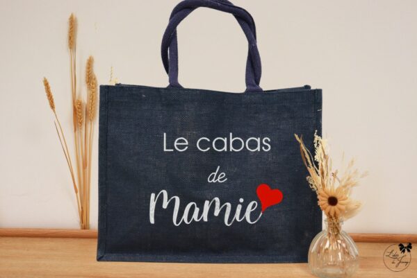 sac pour Mamie en toile de jute