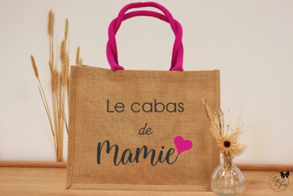 sac pour Mamie en toile de jute