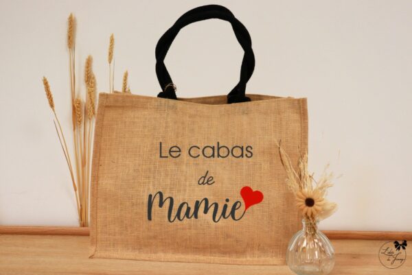 sac pour Mamie en toile de jute