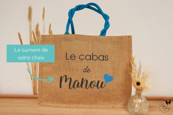 sac pour Mamie en toile de jute