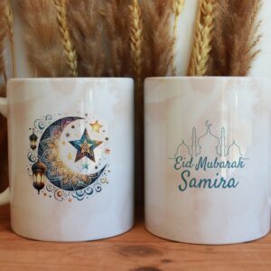 Mug Eid Mubarak personnalisé avec un prénom, cadeau idéal pour l’Aïd