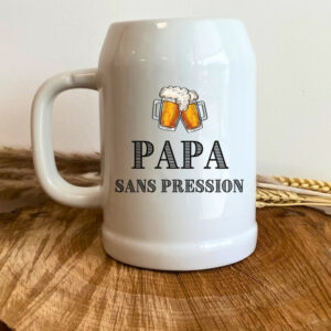 Chope de bière en verre avec message pour papa, idée cadeau fête des pères
