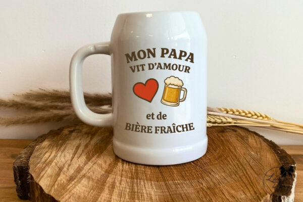 Chope de bière en verre avec message pour papa, idée cadeau fête des pères