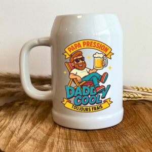 Chope de bière en verre avec message pour papa, idée cadeau fête des pères