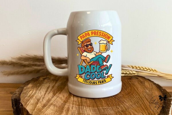 Chope de bière en verre avec message pour papa, idée cadeau fête des pères