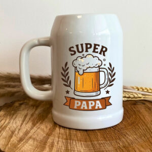 Chope de bière en verre avec message pour papa, idée cadeau fête des pères