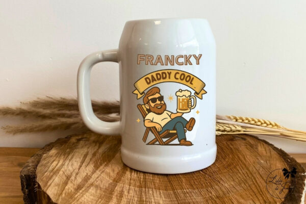 Chope de bière en verre avec message pour papa, idée cadeau fête des pères
