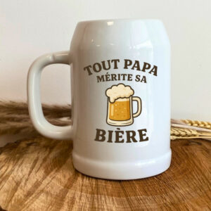 Chope de bière en verre avec message pour papa, idée cadeau fête des pères