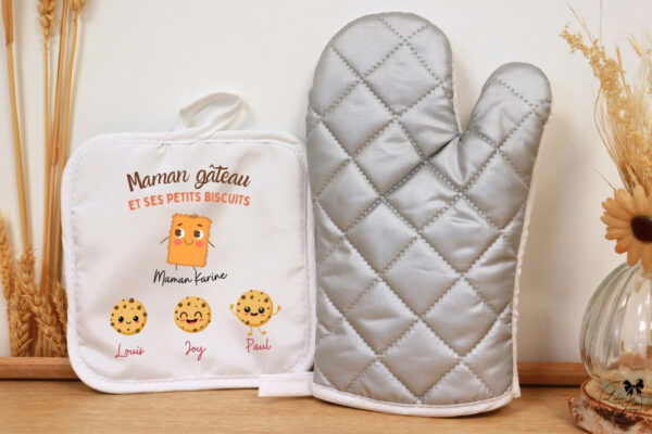 Gant et manique de cuisine personnalisé pour maman