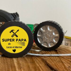 Porte-clés mètre ruban 1 mètre – Cadeau fête des pères pour papa