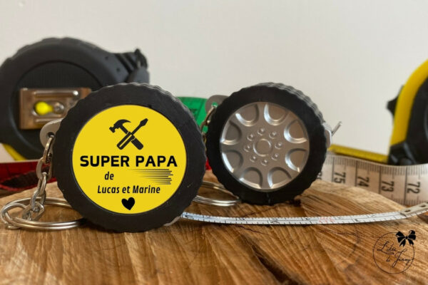 Porte-clés mètre ruban 1 mètre – Cadeau fête des pères pour papa