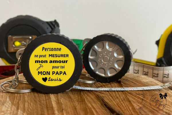 Porte-clés mètre ruban 1 mètre – Cadeau fête des pères pour papa